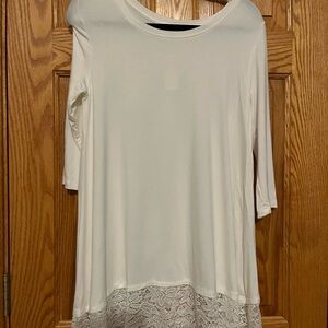 Women’s zenana premium white lace trimmed shirt medium